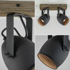 Spot 2-lichts zwart met hout