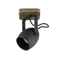 Spot 1-lichts zwart met hout