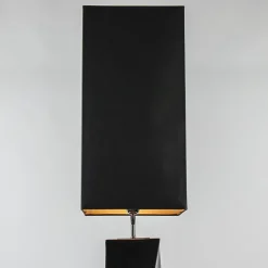 Stijlvolle vloerlamp zwart keramiek met hoge kap