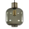 Stijvolle hanglamp smoke glas met bronzen fitting