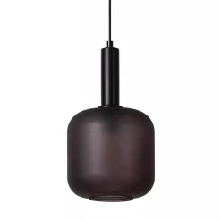Stoere hanglamp zwart met mat zwart glas