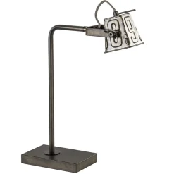 Stoere industriele tafel/bureaulamp black steel