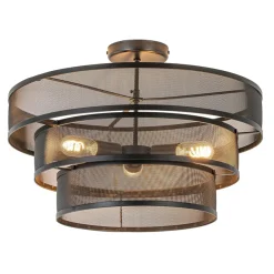Stoere ronde plafondlamp mat zwart metaal 56 cm
