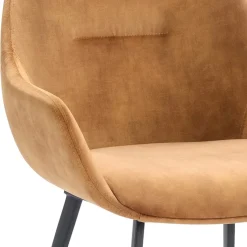 Stoffen armstoel cognac met zwarte pootjes