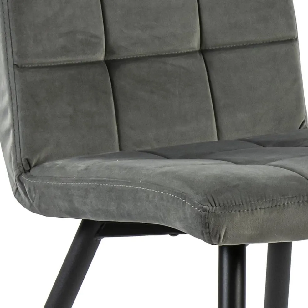 Stoffen eetkamerstoel grijs met zwarte poot