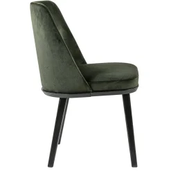 Stoffen eetkamerstoel groen met zwarte houten poot