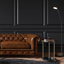 Strak klassieke LED leeslamp brons dim to warm