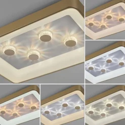 Strak klassieke LED plafondlamp goud met kristaleffect