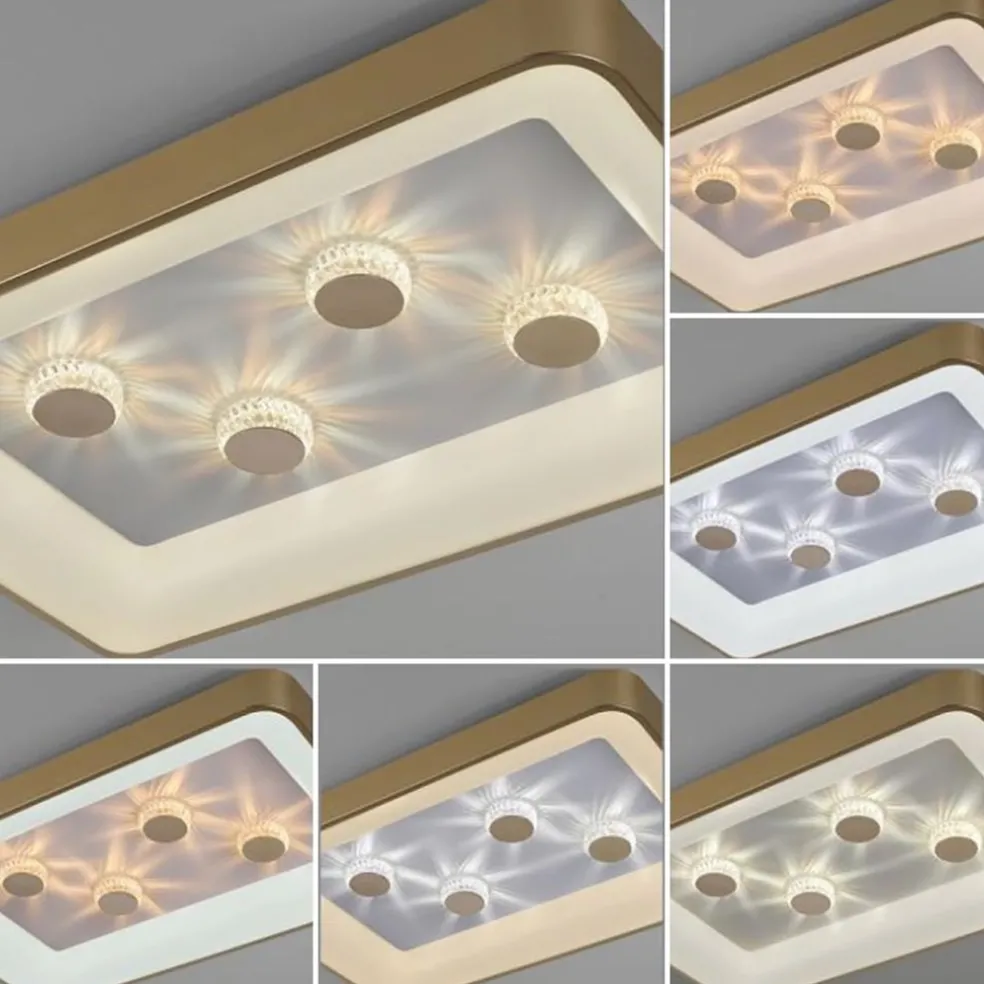 Strak klassieke LED plafondlamp goud met kristaleffect