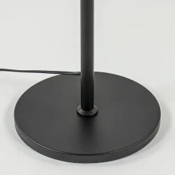 Strak klassieke vloerlamp zwart met amber glas 30 cm