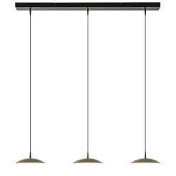Strakke 3-lichts hanglamp LED mat zwart/mat goud