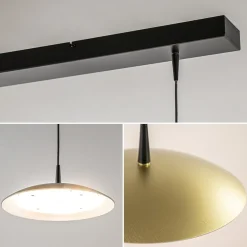 Strakke 3-lichts hanglamp LED mat zwart/mat goud