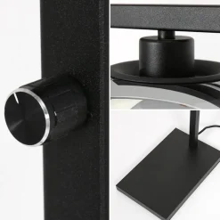 Strakke vloerlamp zwart met smoke glazen kap