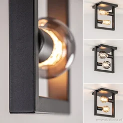 Strakke zwarte plafonnière metaal Frame