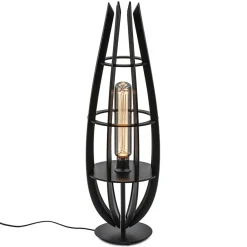 Tafellamp / vloerlamp mat zwart hout