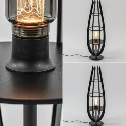 Tafellamp / vloerlamp mat zwart hout