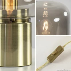 Tafellamp Arturan messing + smoke glas