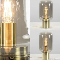 Tafellamp Arturan messing + smoke glas