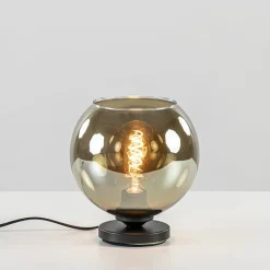 Tafellamp Bella zwart + smoke glas 20cm