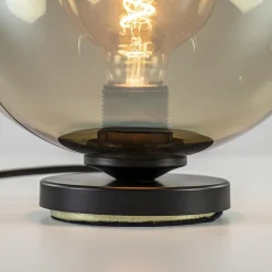 Tafellamp Bella zwart + smoke glas 25cm