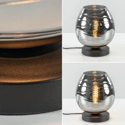 Tafellamp Fantasy laag zwart + smoke glas