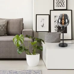 Tafellamp Fantasy op stang zwart + smoke glas