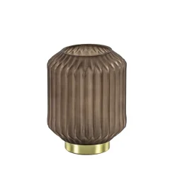 Tafellamp Ivot mat koffie met messing op batterij