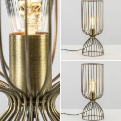 Tafellamp Lazar van Light and Living antiek brons draad