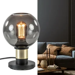 Tafellamp Lazise 15cm zwart/smoke/goud