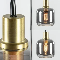 Tafellamp Lekar zwart/brons met smoke glazen kap