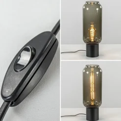 Tafellamp Lett zwart + smoke glas 13cm