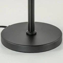 Tafellamp mat zwart met 20 cm smoke glazen bol