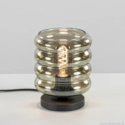 Tafellamp Quinto cilinder rib smoke/zw