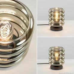 Tafellamp Quinto cilinder rib smoke/zw