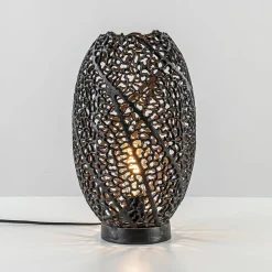 Tafellamp Sinula zwart gevlochten staal