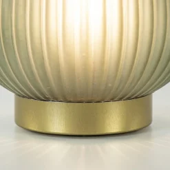 Tafellamp Tajera op batterij donker groen/goud