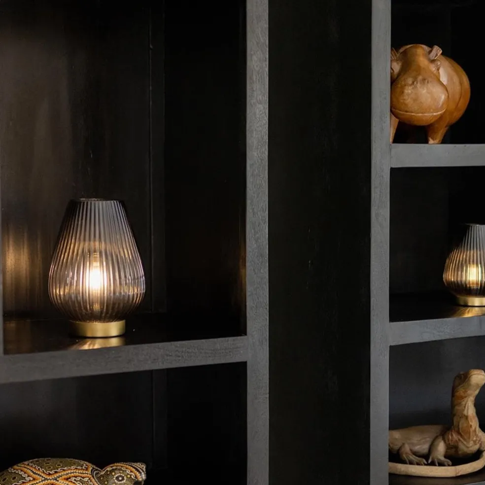 Tafellamp Tajera van Light and Living op batterij grijs/goud