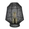 Tafellamp Vitora mat zwart met bronzen fitting