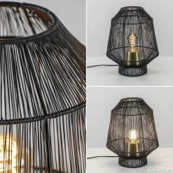 Tafellamp Vitora mat zwart met bronzen fitting