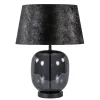 Tafellamp zwart glas met ronde kap 40 cm