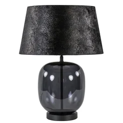 Tafellamp zwart glas met ronde kap 40 cm