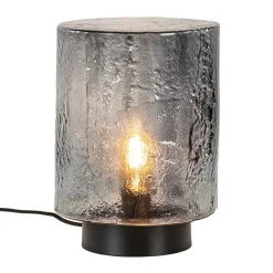 Tafellamp zwart met robuuste glazen kap