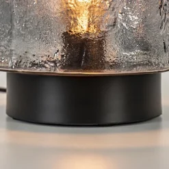 Tafellamp zwart met robuuste glazen kap