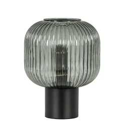 Tafellamp zwart met ronde smoke glazen kap