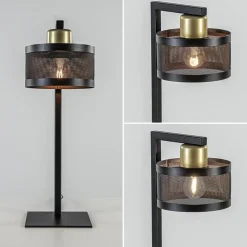 Tafellamp zwart/goud met ronde kap