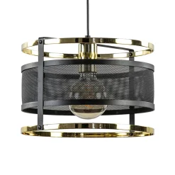 Trendy hanglamp mat zwart met hoogglans goud