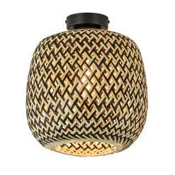 Trendy plafondlamp bamboe naturel/zwart