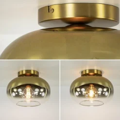 Trendy plafondlamp goud met goud gradiënt glas