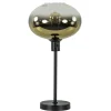 Trendy tafellamp zwart met glazen kap helder/goud