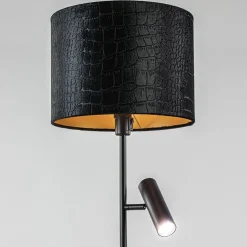 Trendy vloerlamp met kap zwart met goud